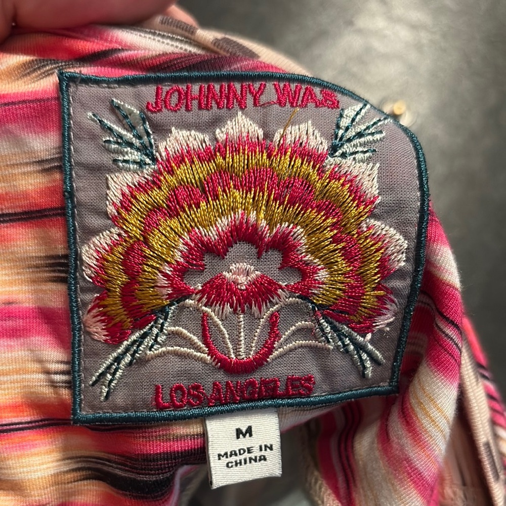 Johnny Was Pink and Cream Long Sleeve Tee - Picture 4 of 5